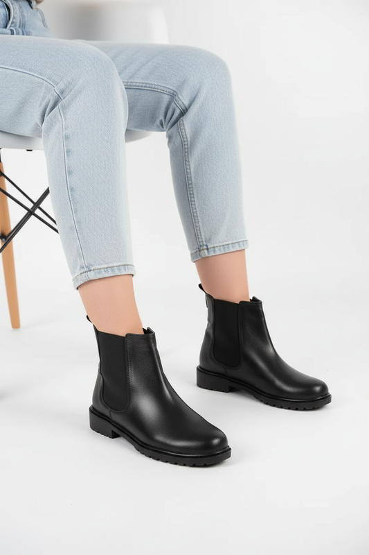 Trendy Modern Women Boot(403-BLACK)